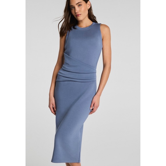 SPANX Dresses & Skirts - Spanx AirEssentials Draped Midi Dress Rain Blue Size XS New With Tags